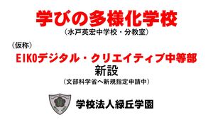 学びの多様化学校（水戸英宏中学校・分教室） 「（仮称）EIKOデジタル・クリエイティブ中等部」新設について